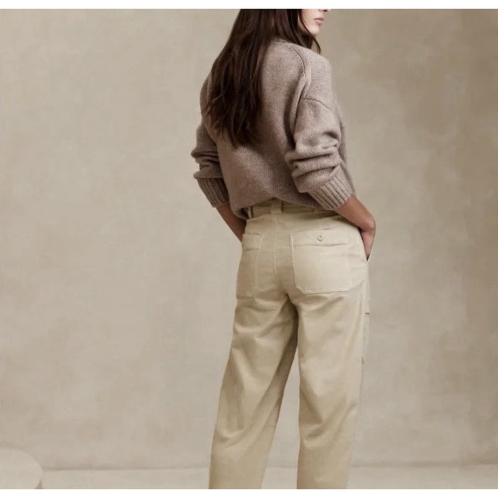 Banana Republic Womens The Corduroy Barrel Pant Size 10 Cargo Cream Ivory - Picture 5 of 10